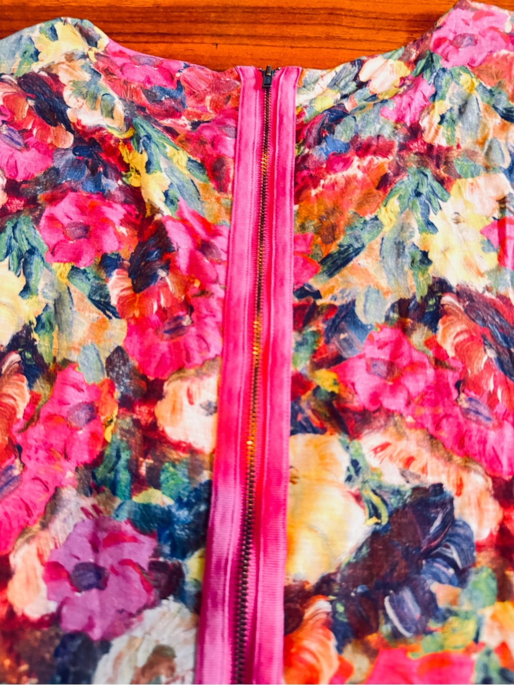 Boden Floral Bright Watercolor Jersey Dress with gathered waist detail Sz 10 US* - Picture 5 of 10